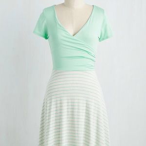 Mint and oatmeal striped dress, from ModCloth